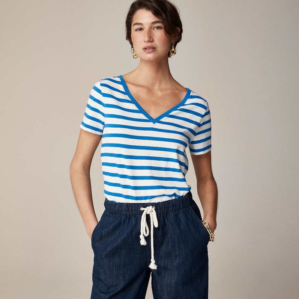 J.Crew Vintage Jersey Classic-fit V-neck T-shirt in Stripe